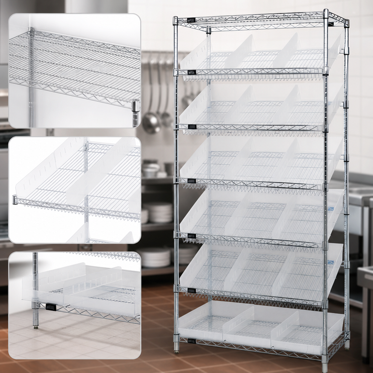 Product image #3 for Quantum Stationary Wire Shelving Bin Storage Unit with 18 Clear Bins, 36 x 18 x 74 Inches, Chrome Plated Finish