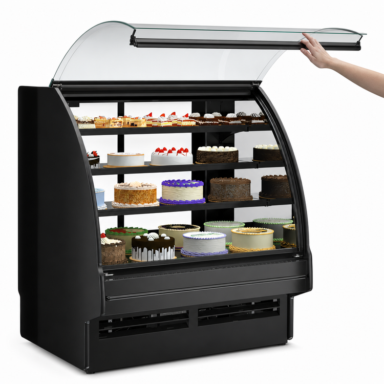 Product image #3 for Fusion 51-Inch Refrigerated Service Case with Curved Lift-Up Front Glass and Sliding Rear Doors