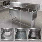 Thumbnail image #3 for John Boos Pro-Bowl 3PB18-1D30L 3-Compartment Stainless Steel Sink with 30-Inch Left Drainboard, 16-Gauge, 18-Inch Bowls