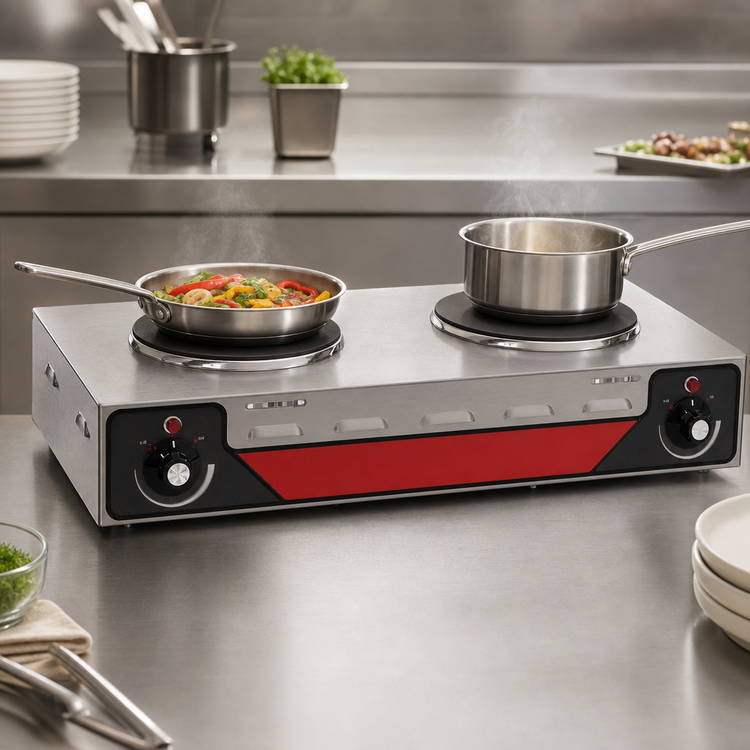 Product image #3 for Nemco 24-1/8 Inch Countertop Horizontal Double Burner Electric Hot Plate