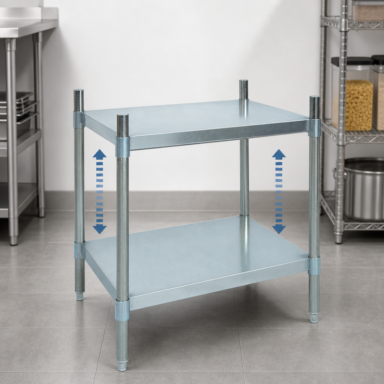 Product image #3 for BK Resources Galvanized Steel Dry Storage Shelving Unit with 2 Adjustable Shelves, 55W x 24D x 38H