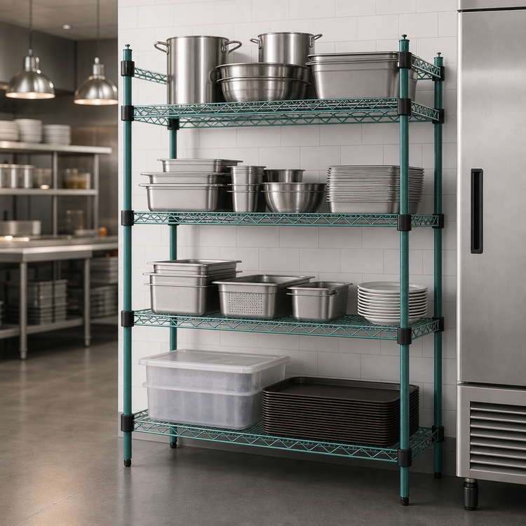 Product image #3 for EagleGard Quad-Adjust 4-Tier Stationary Starter Wire Shelving Unit, 48 x 24 x 74 Inches