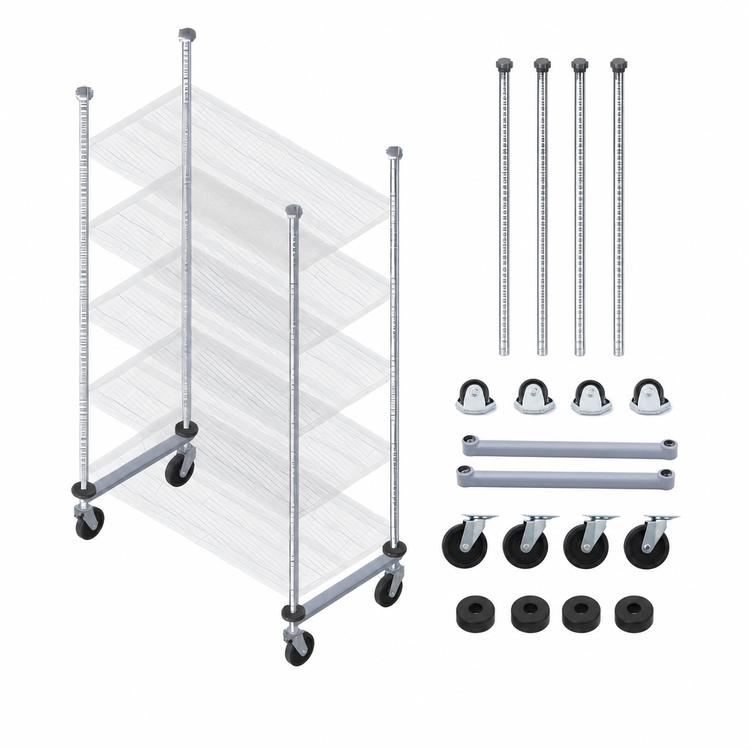 Product image #3 for Quantum 21-Inch Overhead Track Mobile Shelving Kit with 74-Inch Posts and Casters