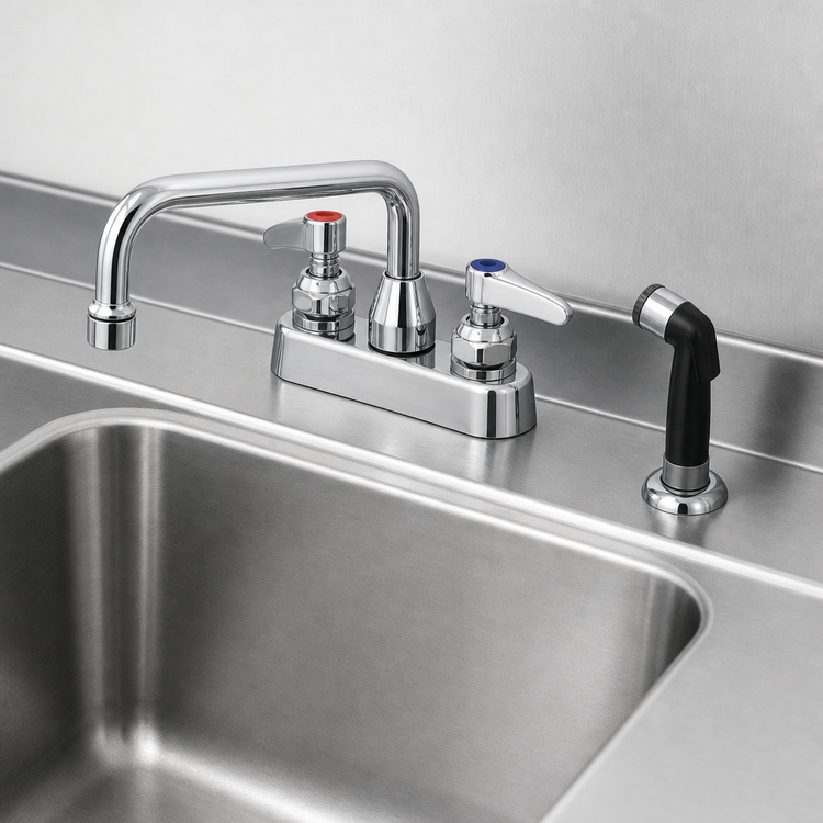 Product image #3 for T&S Brass B-1171-CR Workboard Mixing Faucet, 4" Centers, 8" Swing Nozzle, Side Spray