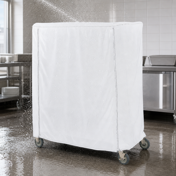 Product image #3 for Metro Waterproof Vinyl-Nylon Coated Queen Mary & Banquet Cart Cover, 48 x 21 x 74 Inches, White