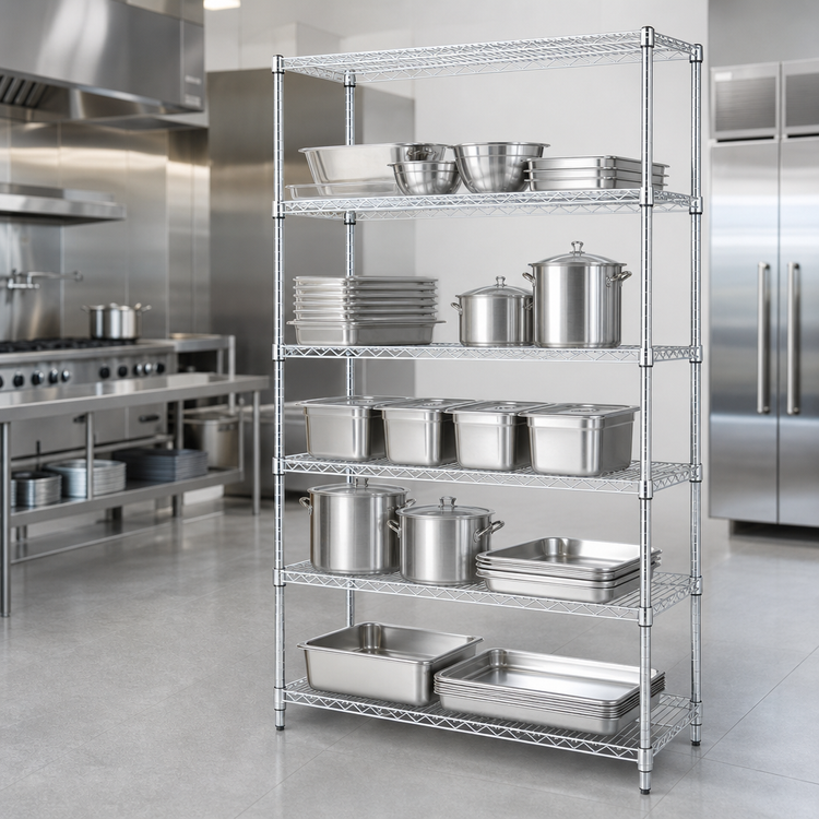 Product image #3 for Quantum 36 Inch W x 30 Inch D x 63 Inch H 5-Shelf 304 Stainless Steel Wire Shelving Starter Kit