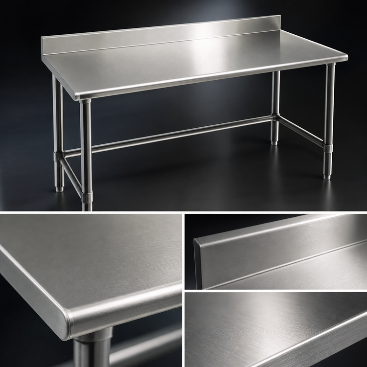 Product image #3 for Eagle Spec-Master 72 Inch x 24 Inch Stainless Steel Work Table with 4-1/2 Inch Backsplash
