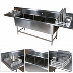 Thumbnail image #3 for John Boos Pro-Bowl 3PB204-2D18 3-Compartment Stainless Steel Sink, 20 x 20 x 14-Inch Bowls, Dual 18-Inch Drainboards, 10-Inch Backsplash