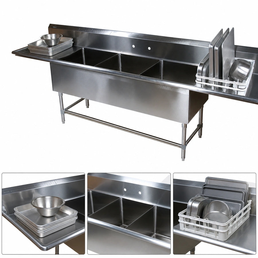 Three-Compartment, Dual-Drainboard Layout