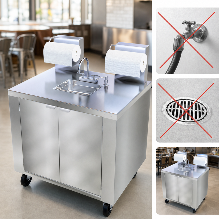 Product image #3 for Dinex Mobile Self-Contained Stainless Steel Hand Washing Station, 120V