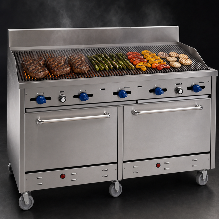 Product image #3 for Comstock-Castle 60-Inch Gas Char-Broiler Range with Two Standard Ovens