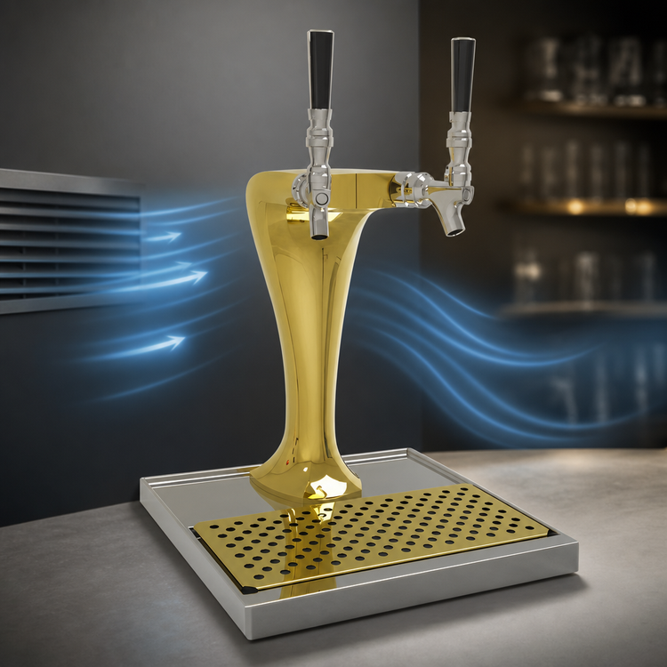 Product image #3 for Glastender Cobra 2-Faucet Air-Cooled Countertop Draft Dispensing Tower, Gold Finish