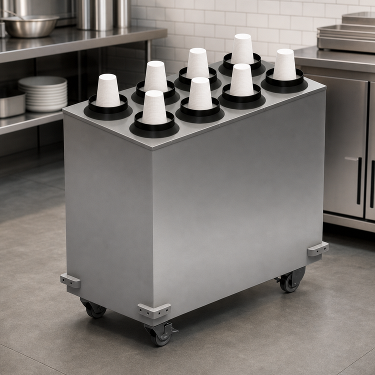 Product image #3 for BK Resources Mobile Cup Dispenser Cart with 8 Dispensers