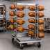 Thumbnail image #3 for Henny Penny Stainless Steel Rotisserie Spit Stand, 12-Spit Capacity, Drip Tray, Locking Casters