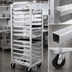 Thumbnail image #3 for Eagle Group Lifetime Series 18-Slide Stepped-Angle Aluminum Pan Rack with Casters, 25 x 26 x 73 Inches