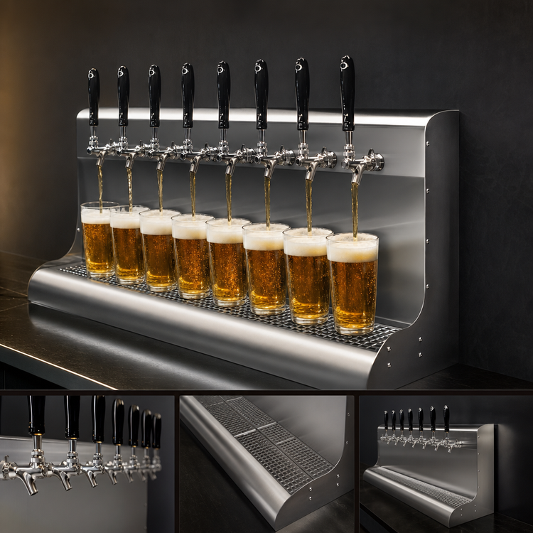 Product image #3 for Perlick 8-Faucet 24-Inch Wide Modular Wall-Mount Glycol-Cooled Draft Beer Dispensing Tower, Bottom Lead-Out