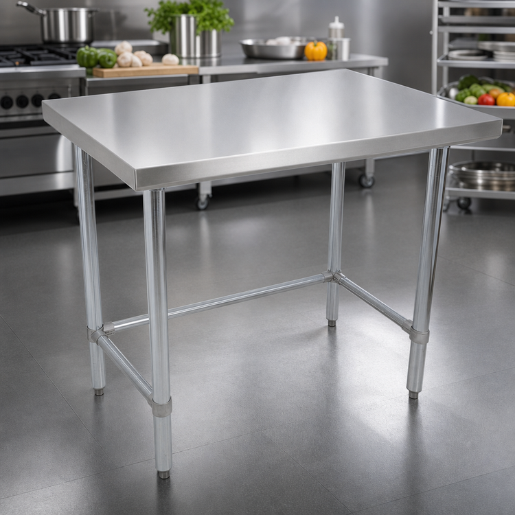 Product image #3 for 60-Inch x 30-Inch 304 Stainless Steel Flat Top Open Base Work Table