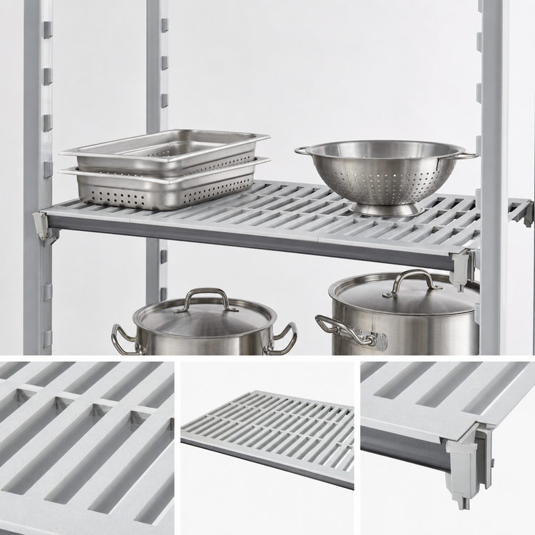 Product image #3 for Cambro Camshelving Elements XTRA 21-Inch x 72-Inch Vented Universal Shelf Kit, Speckled Gray