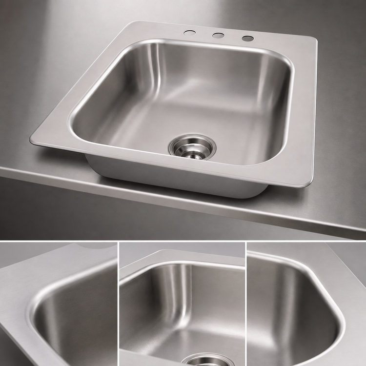 Product image #3 for Advance Tabco Smart Series™ Single Compartment Drop-In Sink, 19 x 19-Inch, 16 x 14 x 12-Inch Bowl, 304 Stainless Steel