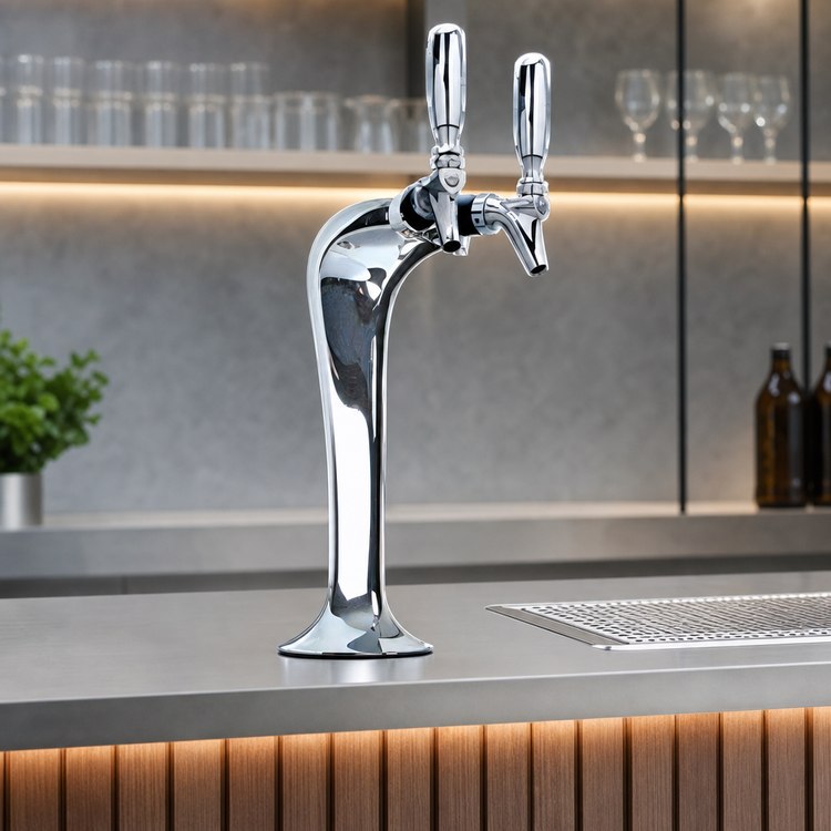 Product image #3 for Cobra 1-Column Countertop Glycol-Cooled Stainless Steel Draft Beer Tower with 2 Faucets