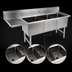 Thumbnail image #3 for John Boos B-Series Commercial 3-Compartment Sink with Left Drainboard, 76-3/16 Inch Wide, 16-Gauge Stainless Steel