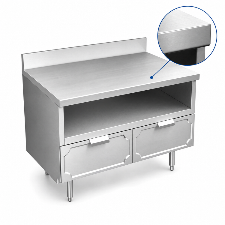 Product image #3 for La Rosa Refrigeration 36-Inch x 32-Inch Dry-Drawer Utility Stand with Rear Splash and Undershelf