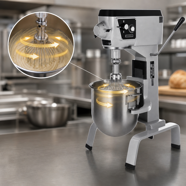 Product image #3 for Blakeslee 20-Quart Floor Model Planetary Mixer with 3-Speed Gear Drive, Timer, and #12 Hub