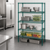 Thumbnail image #3 for Quantum Stationary Wire Shelving Starter Kit, 48W x 30D x 86H, 5 Shelves, Green Epoxy Antimicrobial Finish