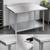 Thumbnail image #3 for Spec-Master 60 Inch x 30 Inch 14 Gauge Stainless Steel Work Table with 4-1/2 Inch Backsplash and Adjustable Galvanized Undershelf