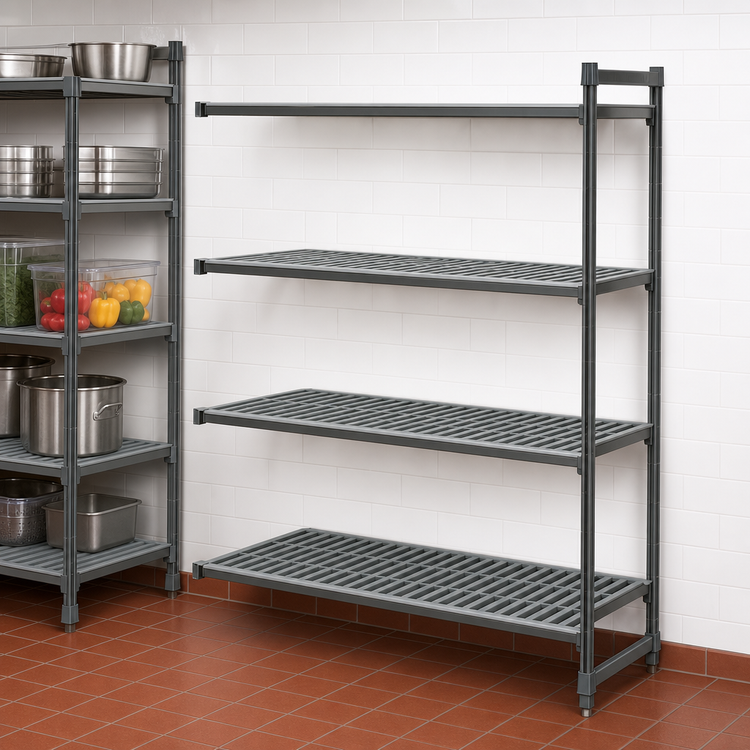 Product image #3 for Cambro Camshelving Basics Plus 4-Tier Vented Polymer Shelving Add-On Unit, 21 x 48 x 72 Inches, Brushed Graphite