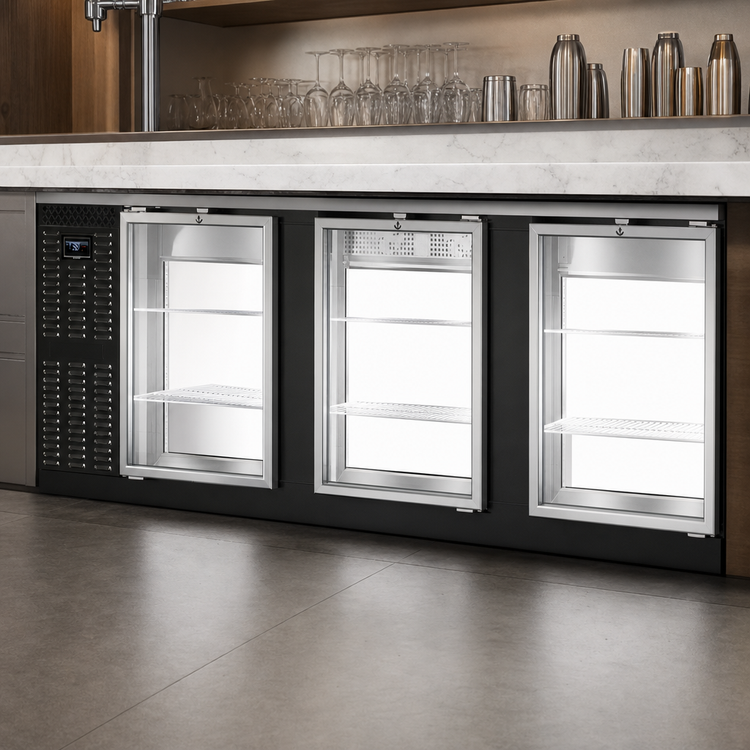 Product image #3 for Continental Refrigerator BB90NGDPT 90" Refrigerated Pass-Thru Back Bar Cooler with Glass Doors