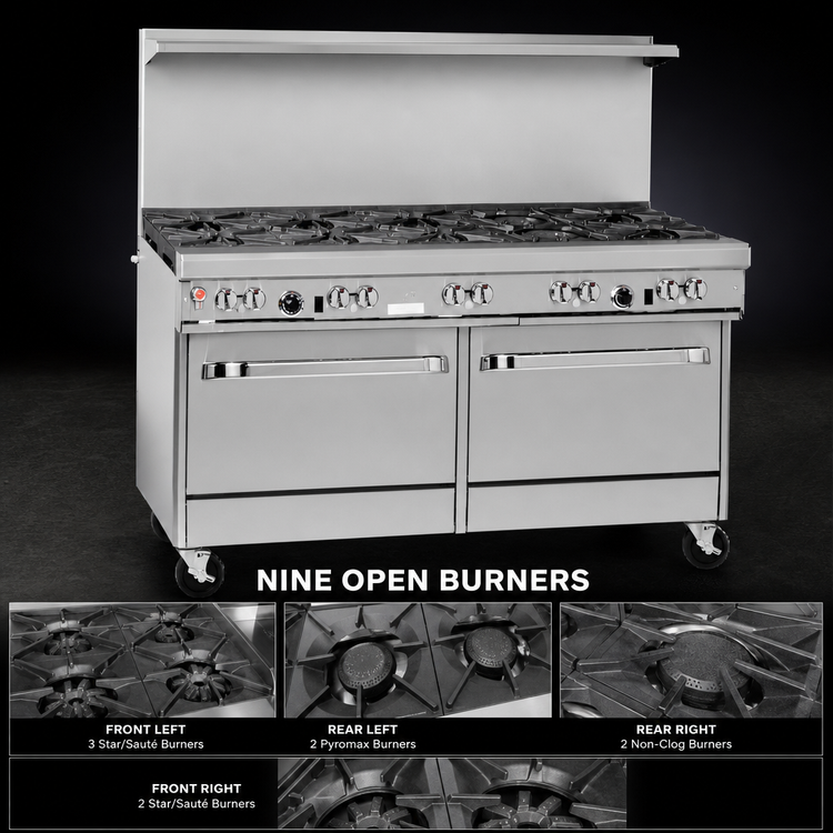 Product image #3 for Southbend Ultimate 60-Inch Gas Restaurant Range with 9 Open Burners, Standard Oven, and Convection Oven