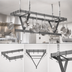 Thumbnail image #3 for Eagle Group Ceiling-Mounted Triple-Bar Aluminum Pot Rack with 21 Hooks, 76 x 20 x 18 Inches