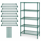 Thumbnail image #3 for Quantum WR54-1242P-5 5-Shelf Wire Shelving Starter Kit, 42 x 12 x 54 Inches, Stationary, Green Epoxy Finish