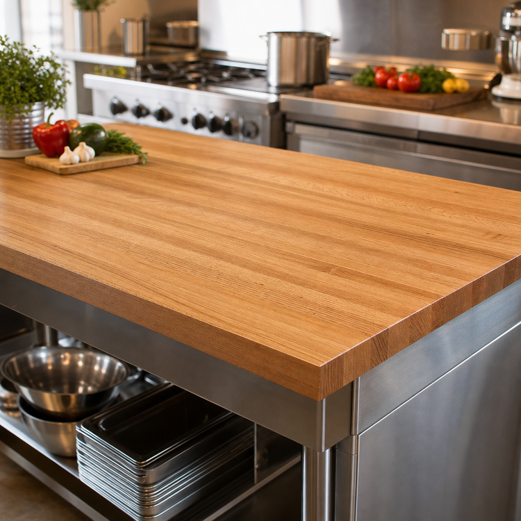 Product image #3 for Appalachian Red Oak Edge Grain Island Countertop, 84 x 36 x 1-1/2 in., Varnique Finish