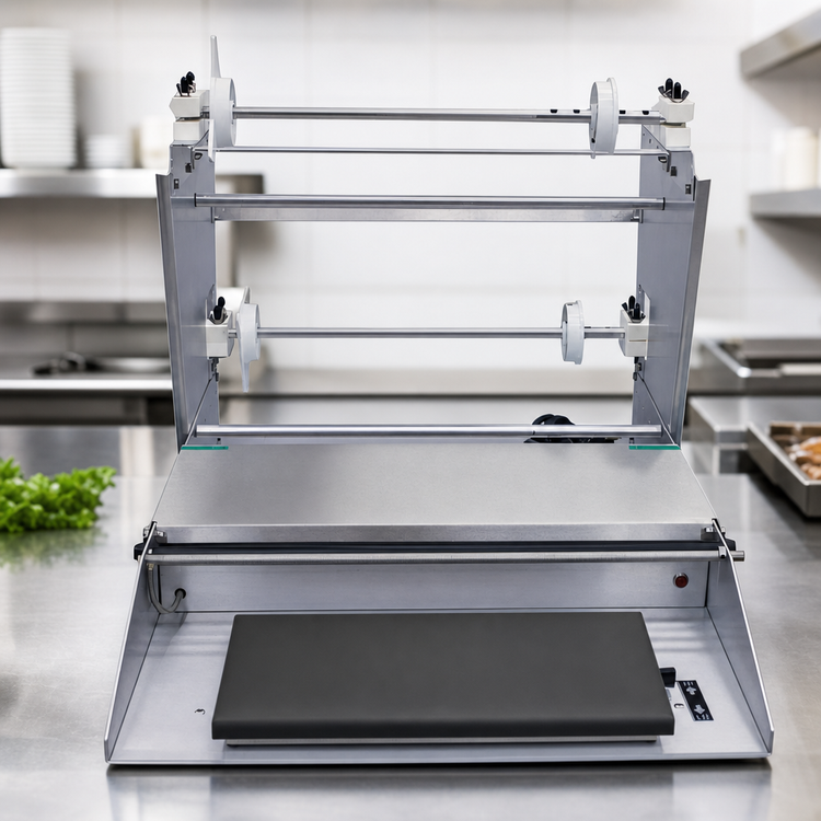 Product image #3 for Omcan Countertop Food Tray Wrapping Machine with 6 x 15-Inch Non-Stick Hot Plate