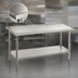 Thumbnail image #3 for Advance Tabco 84-Inch x 36-Inch 14-Gauge 304 Stainless Steel Work Table with Adjustable Undershelf