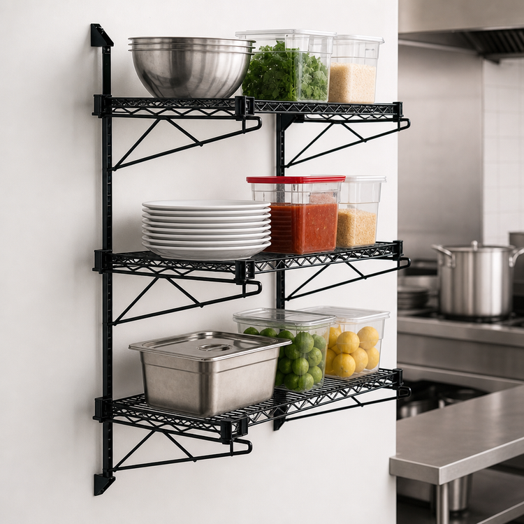 Product image #3 for Quantum Cantilever Wall-Mount Shelving Starter Unit with 3 Wire Shelves