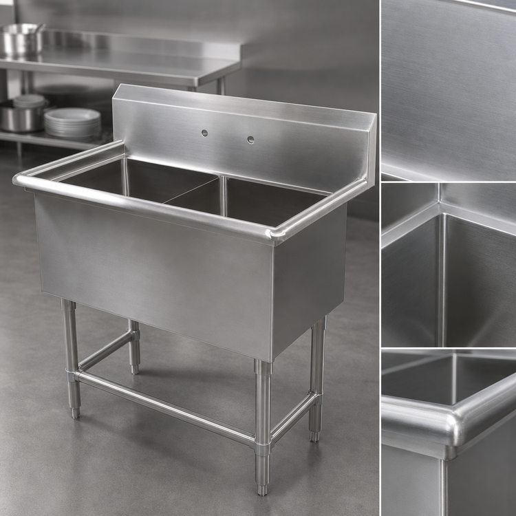 Product image #3 for John Boos Pro-Bowl 2-Compartment Stainless Steel Sink with 16 x 20 x 12 Inch Bowls
