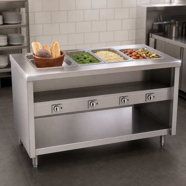 Product image #3 for Dinex ServeXpress DXPDME5OS 5-Well Electric Hot Food Table with Open Base, 72" Long