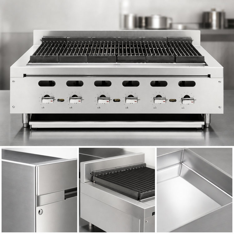 Product image #3 for Vulcan Achiever VACB60-QS Platinum 62-1/8 Inch 11-Burner Radiant Countertop Gas Charbroiler