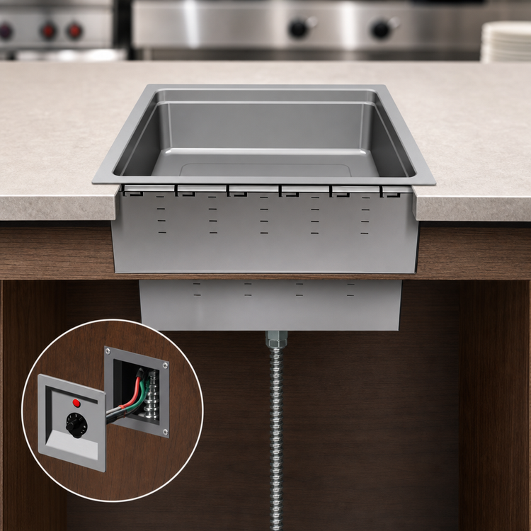 Product image #3 for Vollrath Bottom-Mount Electric Wet Hot Food Well Drop-In Unit, Single Well, 1 Full-Size Pan, 208-240V