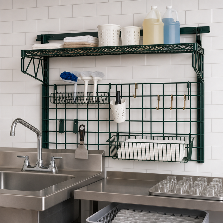 Product image #3 for Metro SmartWall POS Sink Task Station Wall Shelving Kit with 40-Inch Wall Track and Metroseal 3 Shelf