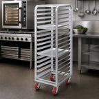 Thumbnail image #3 for Channel Manufacturing Lifetime Tough AXD1810 Aluminum End-Load Bun Pan Rack, 10 Full-Size/20 Half-Size Pan Capacity, with Casters
