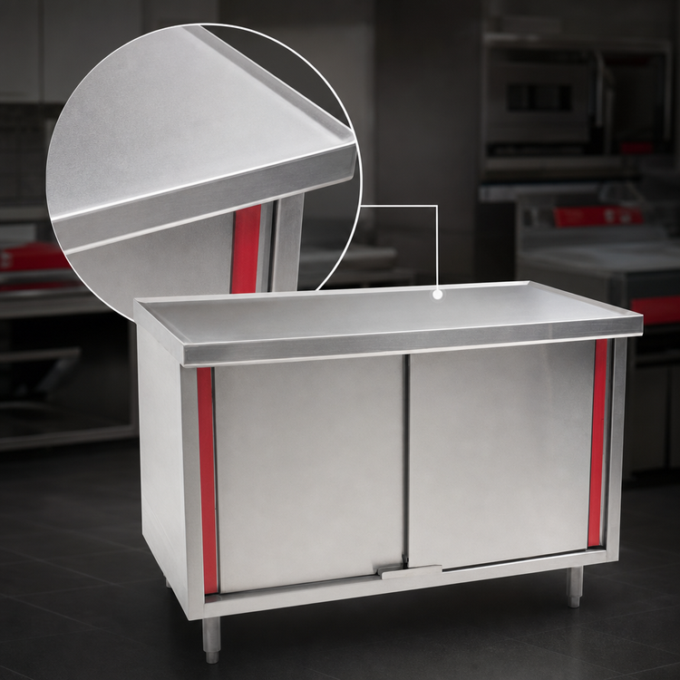Product image #3 for Eagle Spec-Master Marine Series Enclosed Work Table with Sliding Doors, 84 x 24 Inches, 14-Gauge 304 Stainless Steel Top