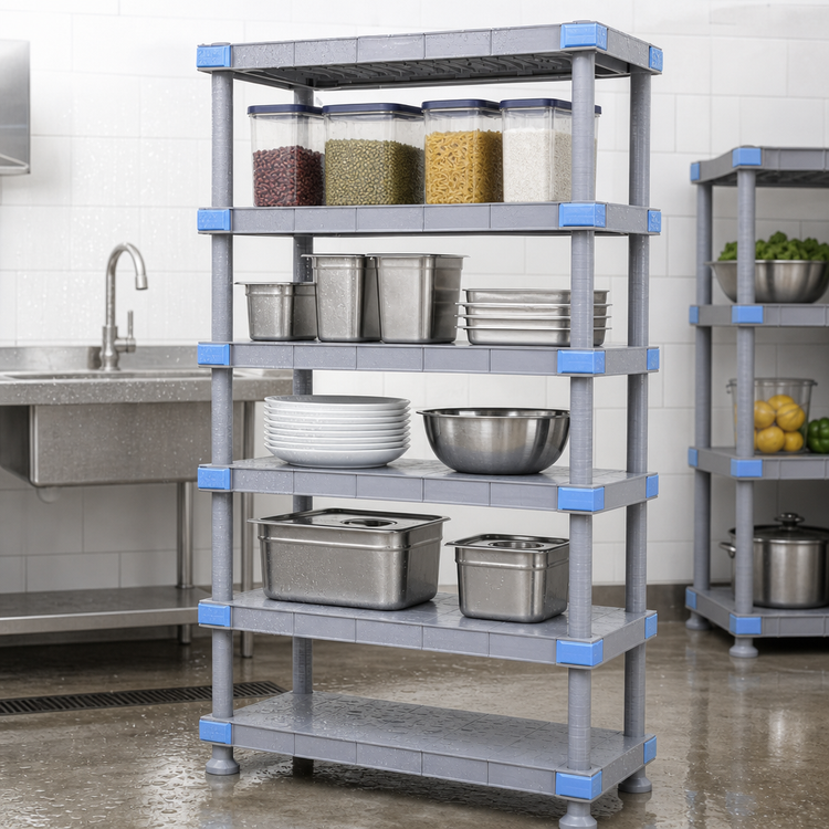 Product image #3 for Quantum Millenia 48"W x 18"D x 74"H Polymer Stationary Starter Shelving Unit with 5 Solid Shelves