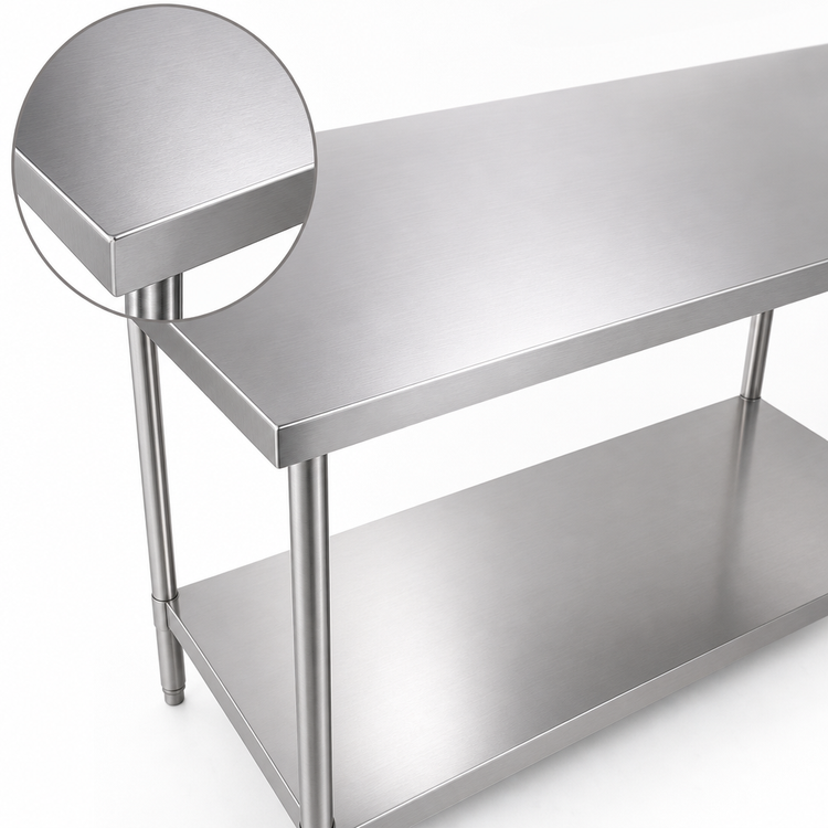 Product image #3 for Klinger's Trading AST3048 Heavy Duty Flat Top Stainless Steel Work Table with Undershelf, 48 x 30 x 36 Inches