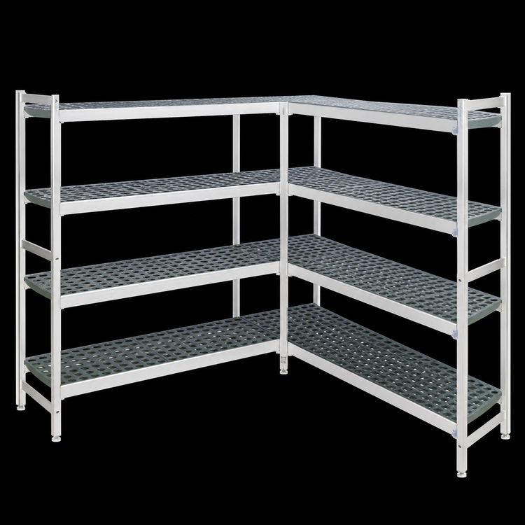 Product image #3 for Fermostock 4-Tier Polymer Shelving Corner Expansion Kit, 66-Inch H x 47-Inch W x 22-Inch D