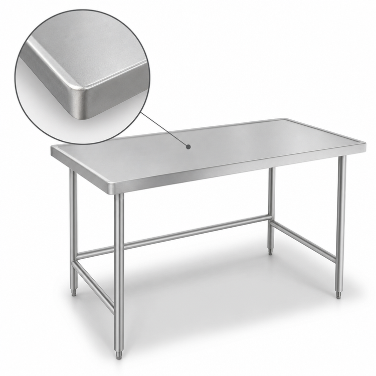 Product image #3 for Advance Tabco 48" x 36" 14 Gauge 304 Stainless Steel Top Work Table with Open Base and Countertop Edge