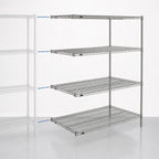 Thumbnail image #3 for Metro Super Erecta AN466BR Add-On Wire Shelving Unit, 60"W x 21"D x 63"H, 4 Shelves, Brite Finish